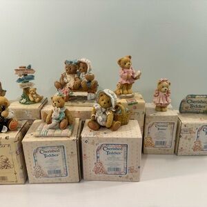 Cherished Teddies Pastel Bear Figurine Set - Lot of 9 with Boxes